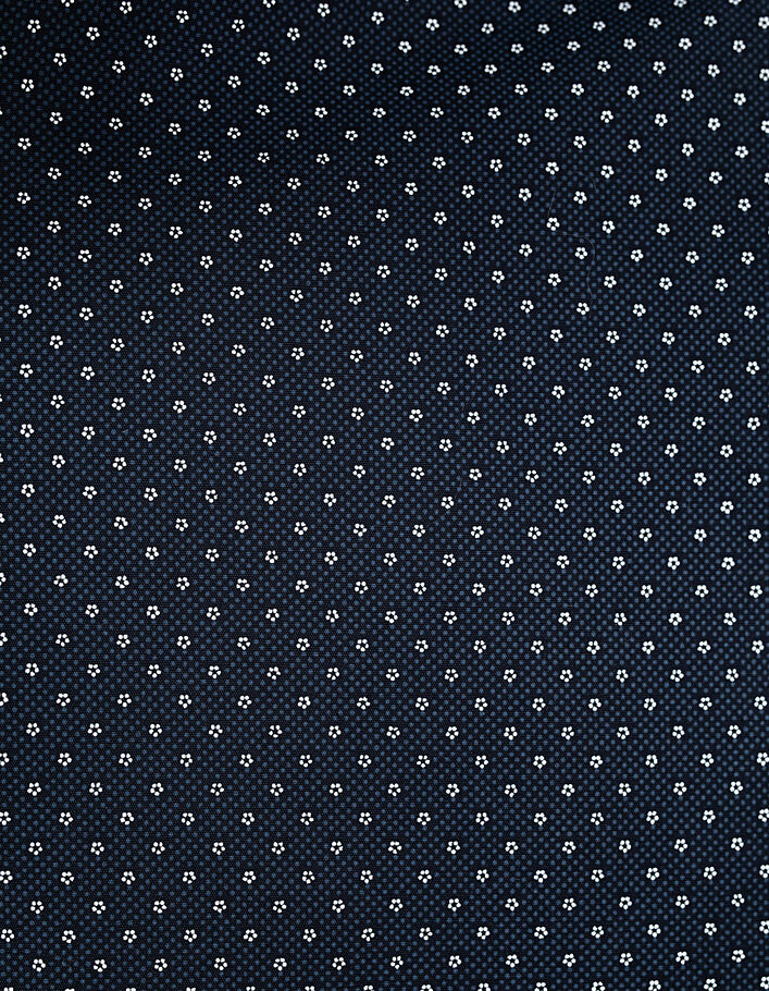 Marineblaues SLIM-Herrenhemd mit kleinen weißen Blumen-3