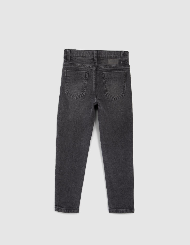 Jean TAPERED gris broderies et usures genoux garçon-3