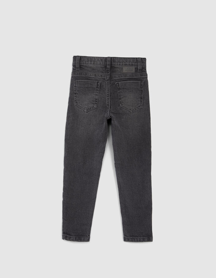Grijze TAPERED jeans borduursels en slijtplekken knieën-4
