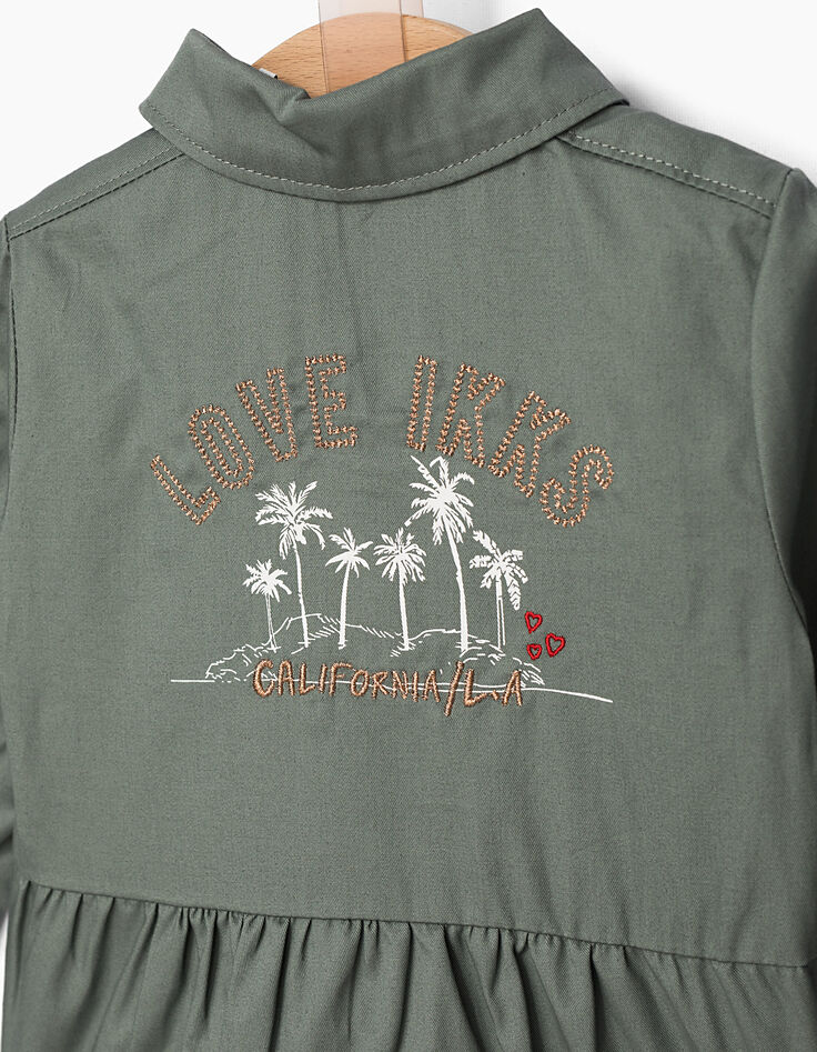 Kaki safari-jasje met borduursel voor babymeisjes-3