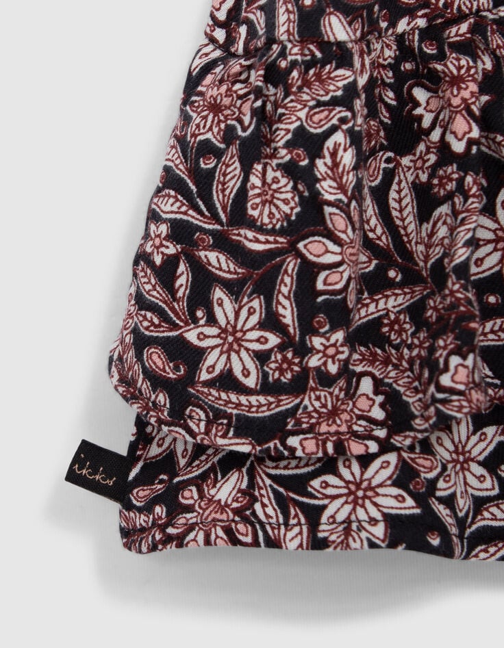Zwart barok rokje met bloemenprint voor meisjes-5