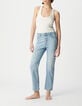 Damesblauwe cropped jeans met zichtbare powerstretch knopen-2