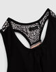 Girls’ black graphic print mixed-fabric vest top-3