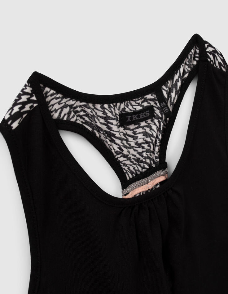 Girls’ black graphic print mixed-fabric vest top-3