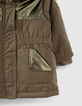 Donkerkaki parka in twee materialen gevoerd babymeisjes-4
