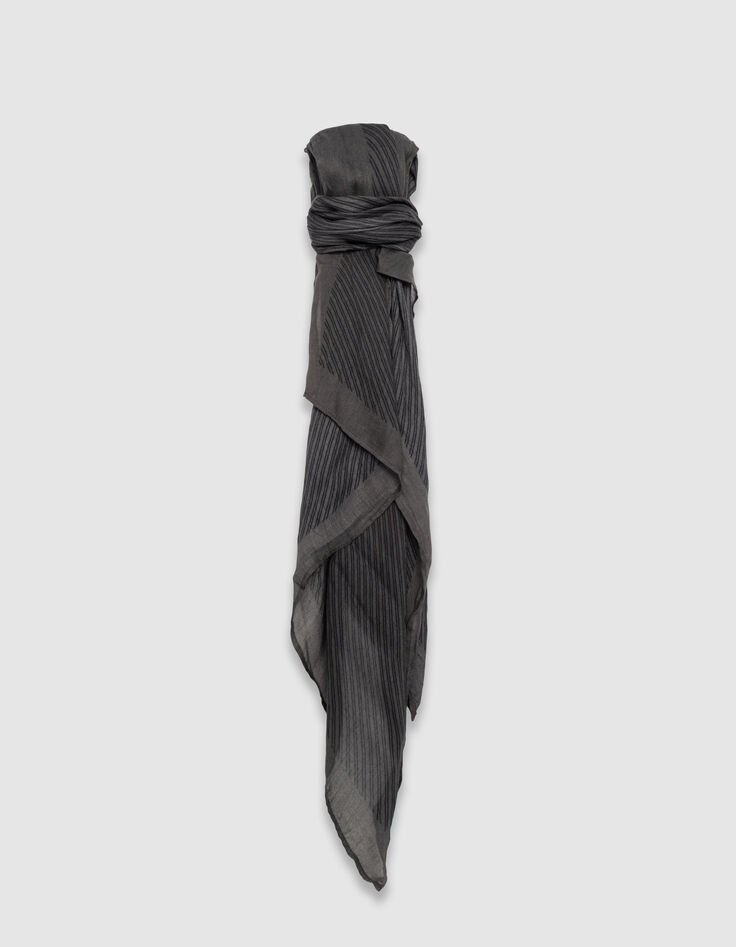 Foulard gris motif rayures marine Homme-1 Foulard gris motif rayures marine Homme-1
