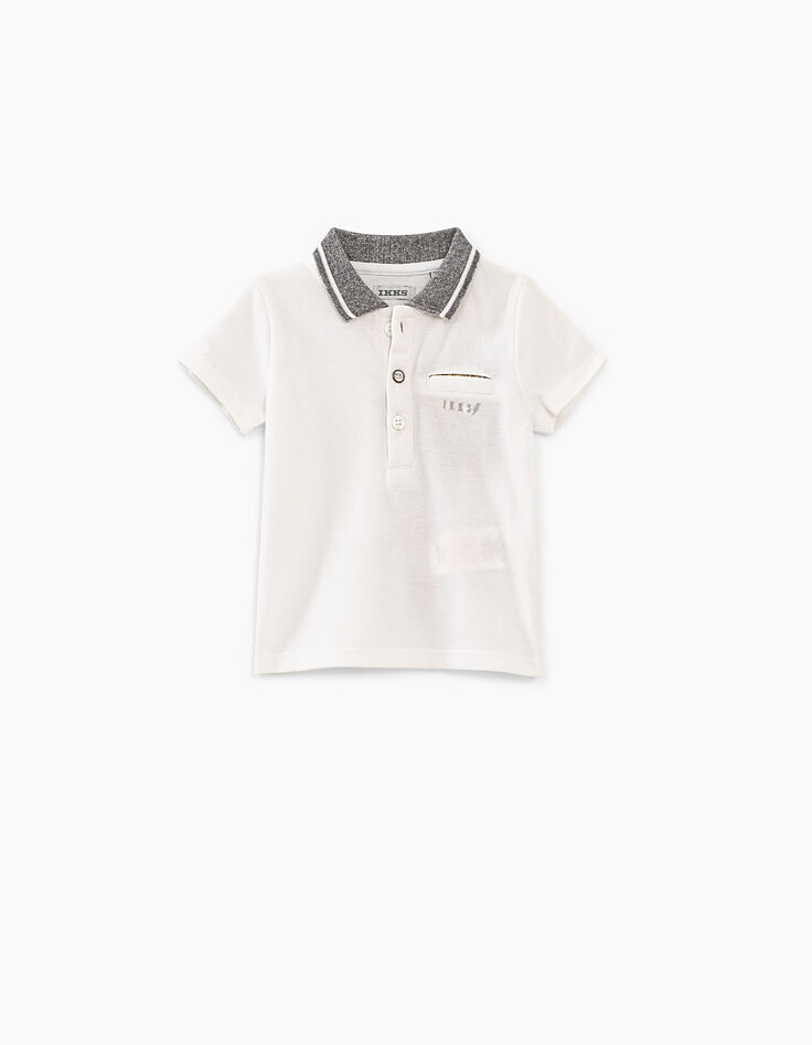 Optisch witte polo gestreepte grijze kraag babyjongens -1