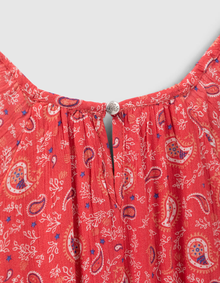 Girls' red paisley print Lenzing™ Ecovero™ viscose long dress-3