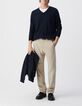 Men&rsquo;s navy cotton cashmere knit sweater-1