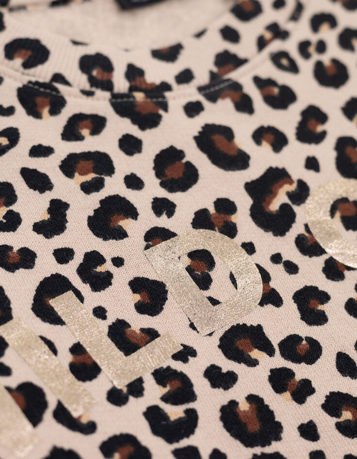 Sudadera beige estampado leopardo niña-7
