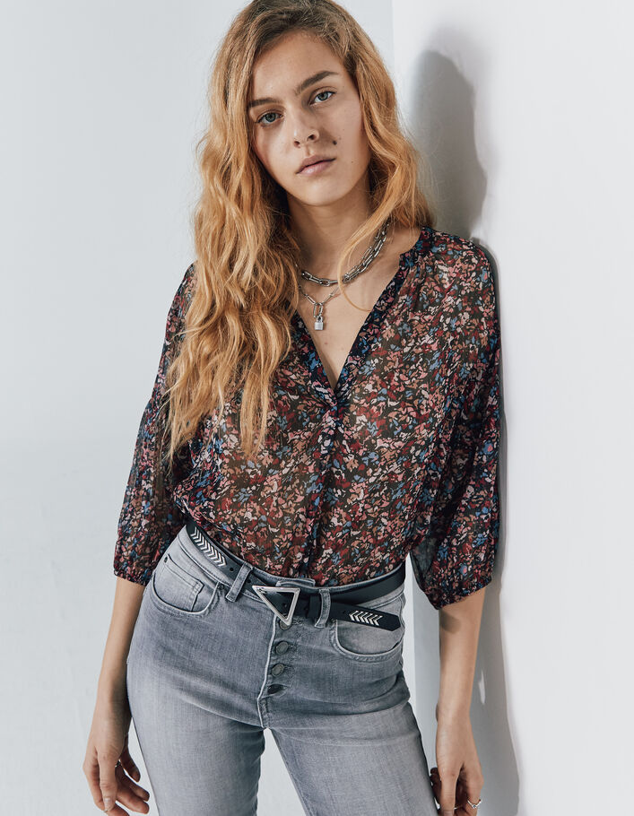 Blusa loose gasa estampado mujer