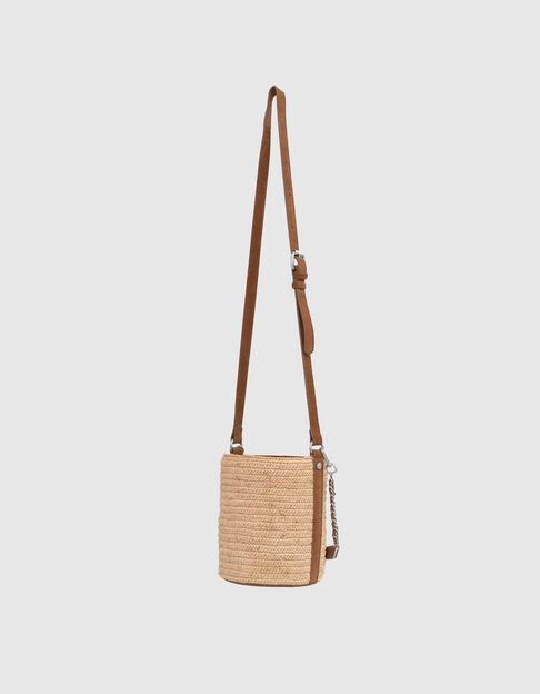 Women’s beige raffia and quilted leather 1440 bucket bag - IKKS