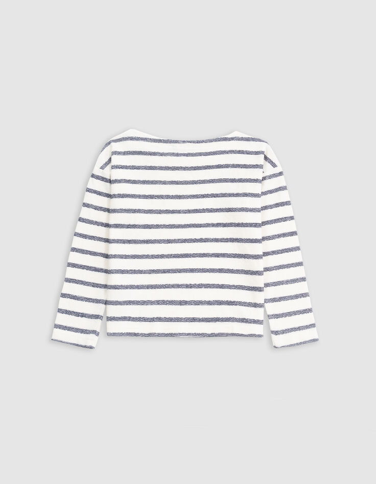 Weißes Mädchen-T-Shirt im Matrosenlook mit Stickerei-3