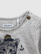 Camiseta gris jaspeado visual gato bebé niña-2