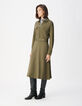 Women's Khaki Knit Shirt Dress with Belt-2