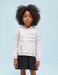 Robe gris chiné moyen avec sweat à rayures sequins fille-1