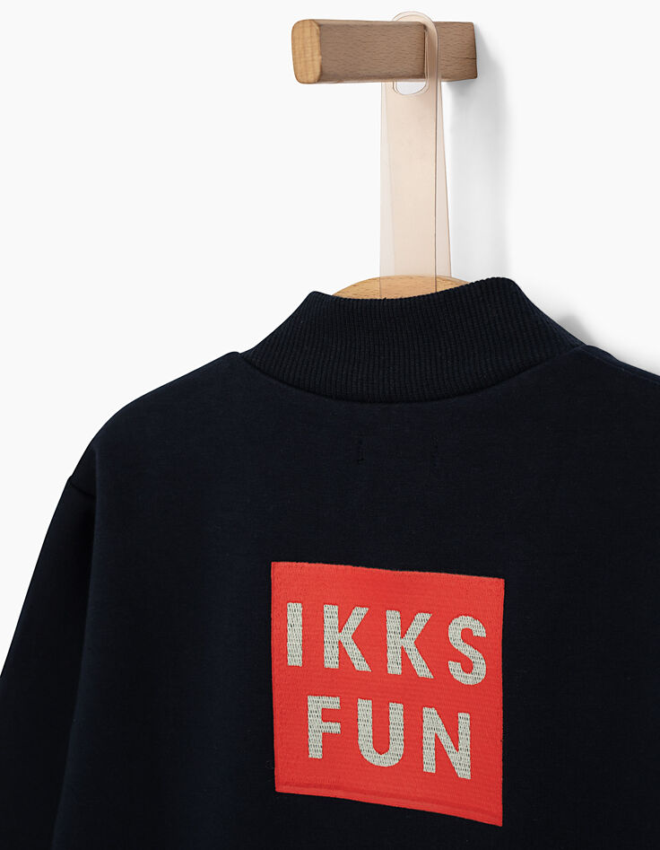 Blaue Jungenbomberstrickjacke IKKS Fun hinten -2