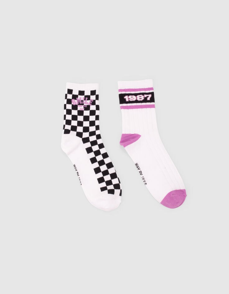 Girls’ black/white/pink socks-1 Girls’ black/white/pink socks-1