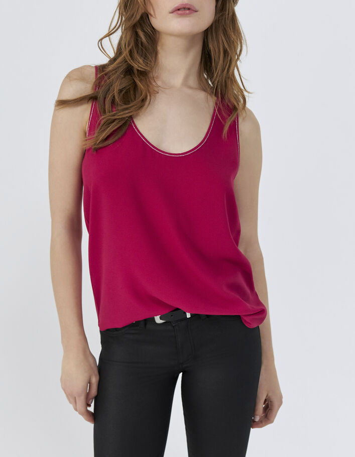 Women's crepe top with silver topstitching - IKKS