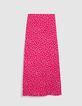 Women's pink polka dot midi skirt-6