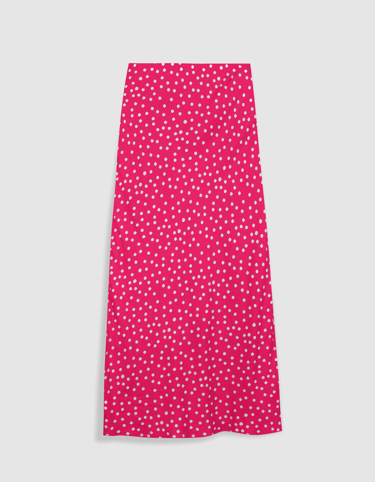 Women's pink polka dot midi skirt-6