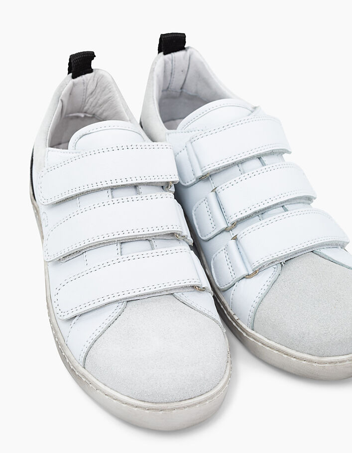 Boys’ off-white Velcro leather trainers with lettering  - IKKS