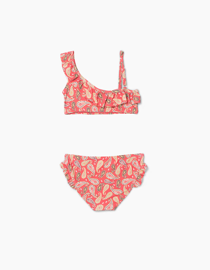 Maillot de bain 2 pièces rose imprimé fille -3