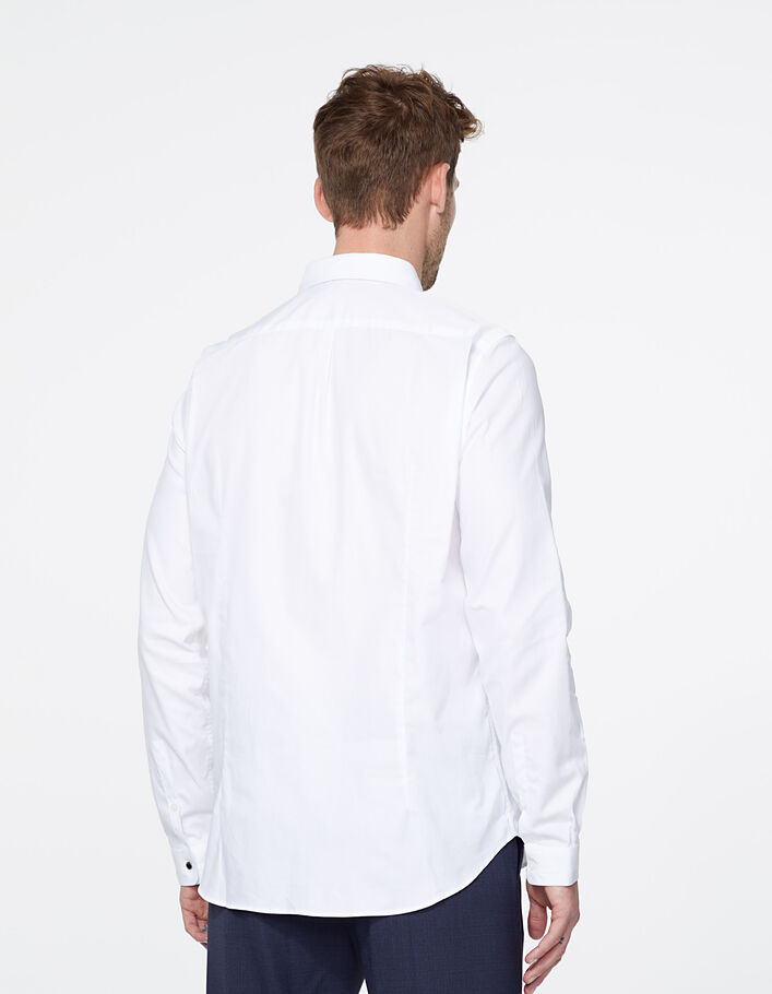 Weißes REGULAR-Herrenhemd mit Details am Kragen - IKKS