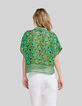Muntgroen overhemd gerecycleerd paradise print Dames-2