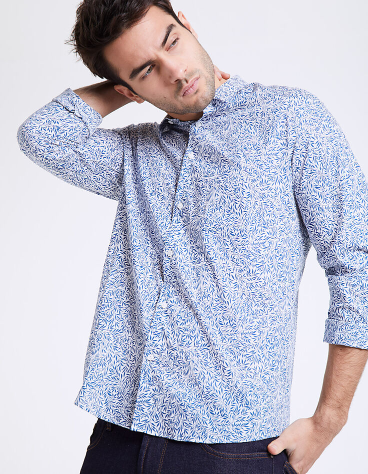 Camisa slim Liberty hojas índigo Hombre-1 Camisa slim Liberty hojas índigo Hombre-1