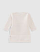 Robe blanc cassé tricot doupions roses bébé fille-3