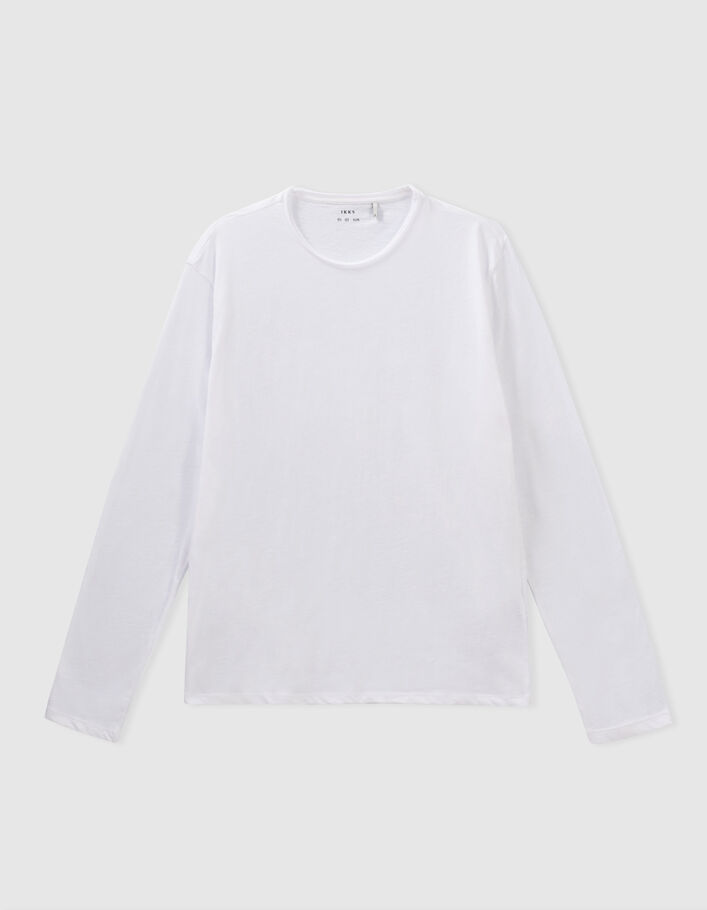 Men’s white Essential round-neck long-sleeve t-shirt - IKKS