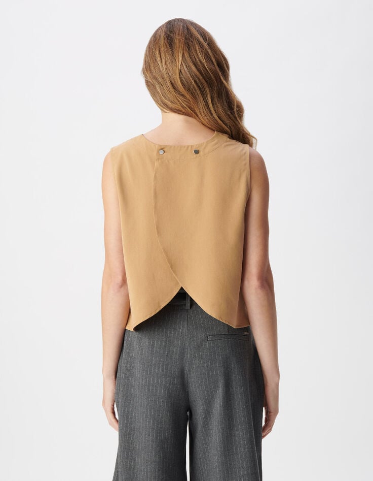 Top de mujer con espalda de sarga Lyocell&reg; beige-3