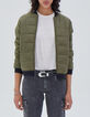 Chaqueta corta caqui cuello alto  mujer-1