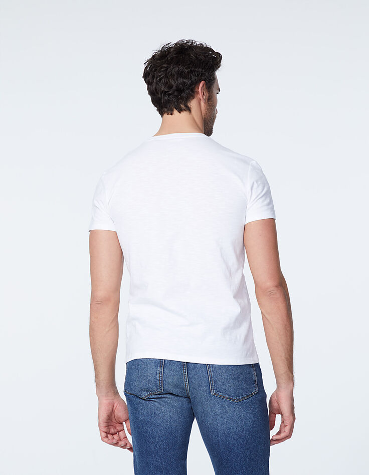 Tee-shirt blanc visuel palmiers flous Homme-4 Tee-shirt blanc visuel palmiers flous Homme-4