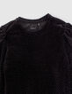 Girls’ black texture, lurex, jacquard velvet knit T-shirt-5