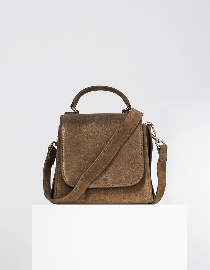 Cognacfarbene Trapeztasche aus Leder I.Code-3
