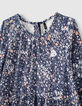 Langes marineblaues Mädchenkleid, Ecovero®, Blumen-Print -2