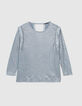 Tee-shirt bleu orage lin foil décor micro perles Femme-6