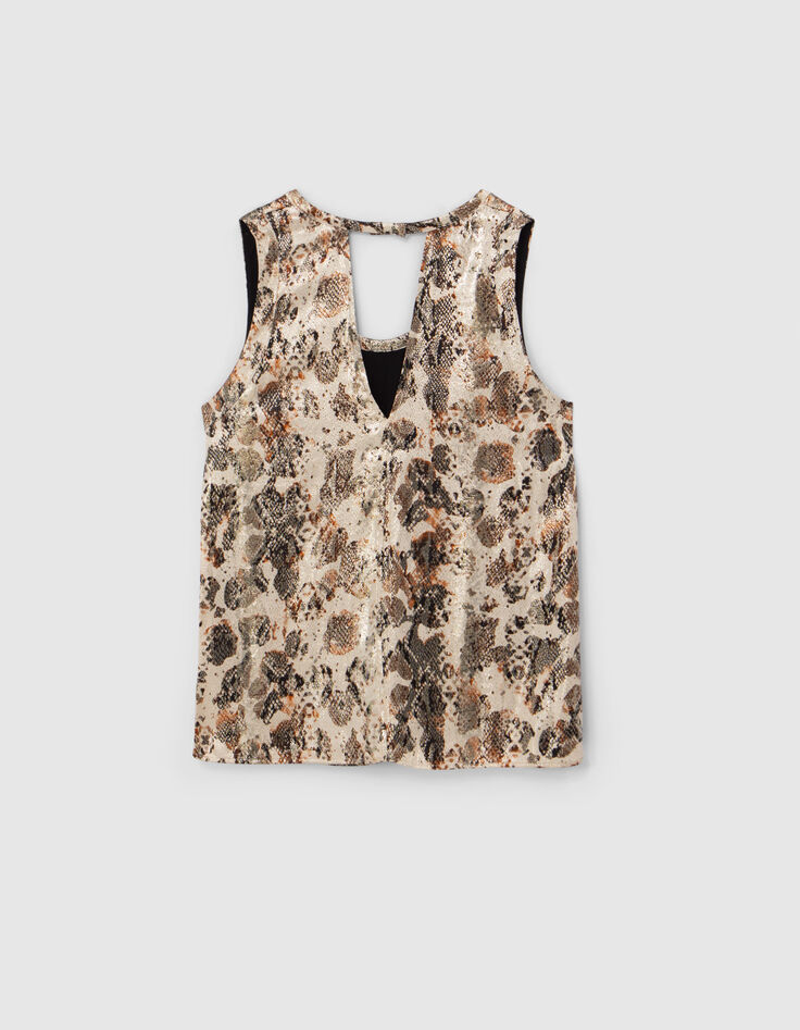 Pure Edition &ndash; Goldfarbenes Damentop mit Python-Gold-Print-7