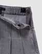 Short skirt in grey pleated denim for girls-5