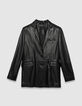Schwarzer Oversize-Damenblazer Leder-6