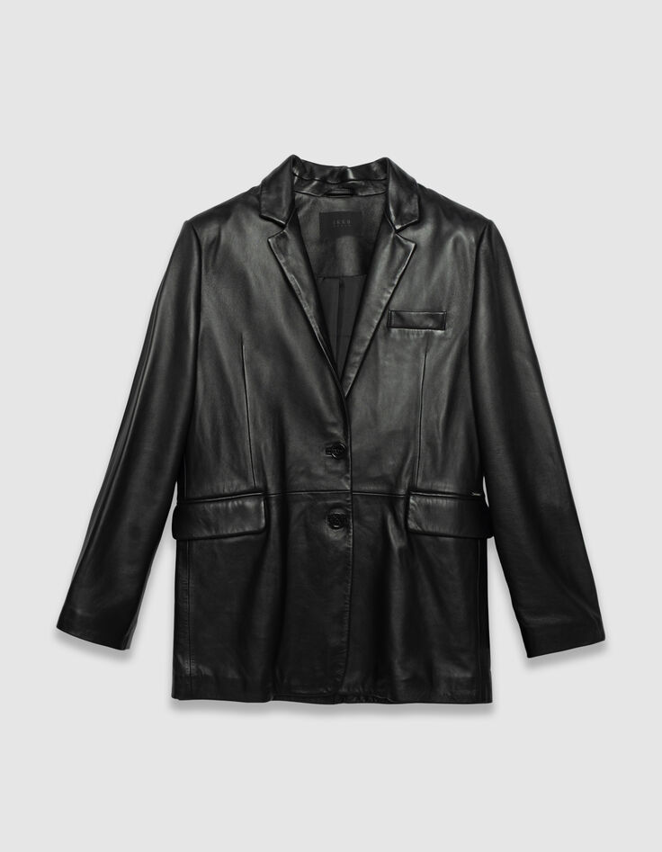 Schwarzer Oversize-Damenblazer Leder-6 Schwarzer Oversize-Damenblazer Leder-6