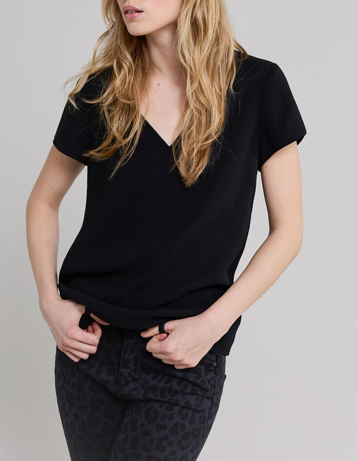 Women&rsquo;s black recycled top with necklace on back-5