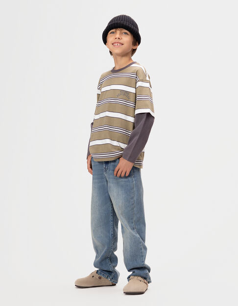 Camiseta trampantojo mangas grises algodón niño - IKKS