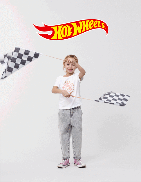 Weißes Mädchen-T-Shirt, Biowolle, Palme, HOT WHEELS x IKKS - IKKS