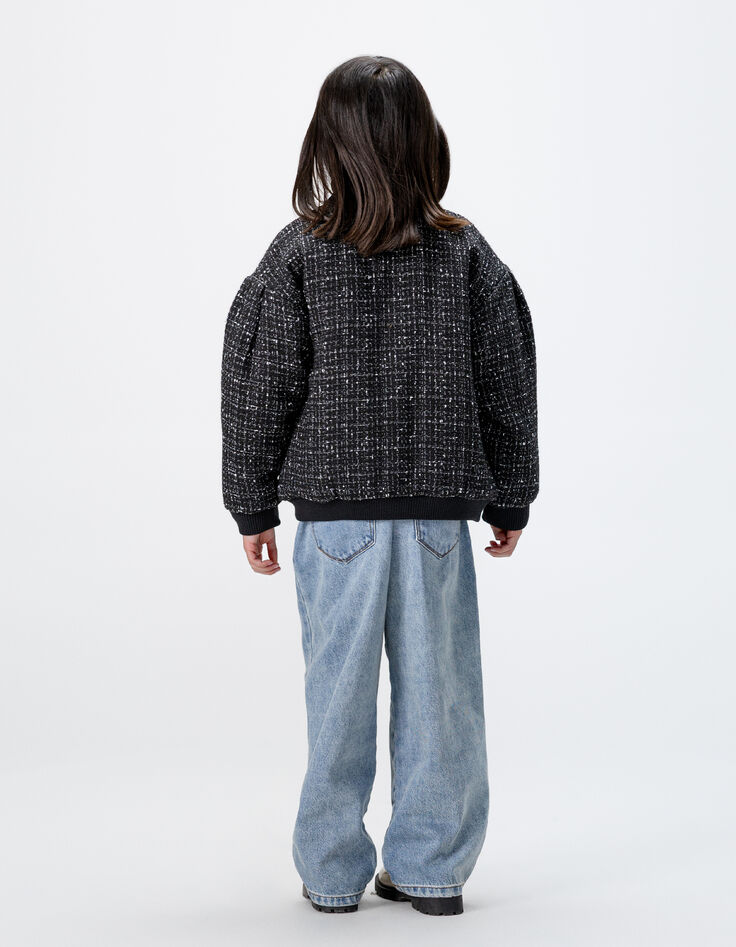 Blouson noir esprit tweed fille-2 Blouson noir esprit tweed fille-2
