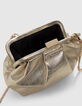 Goldfarbene Damenbeuteltasche aus Metallic-Leder-4