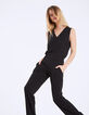 Combinaison sans manches en crêpe noir femme-1