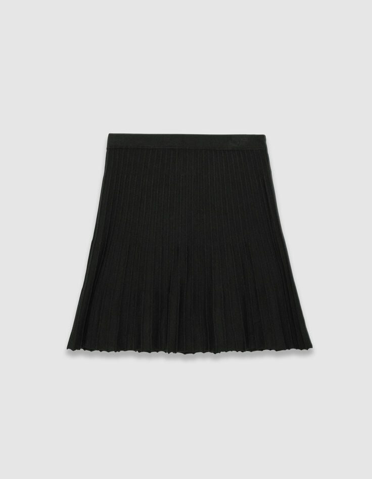 Women’s black knit pleated short skirt-5 Women’s black knit pleated short skirt-5